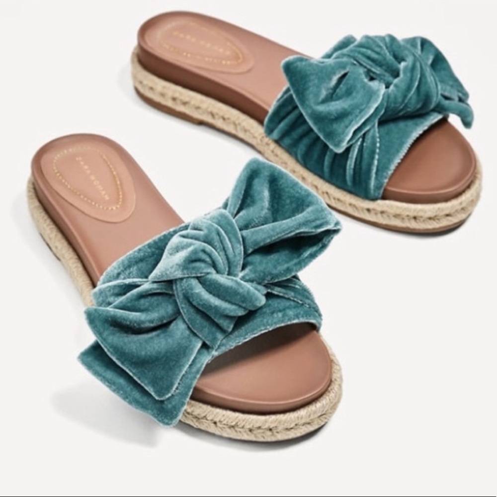 Zara Turquoise Espadrille Slides